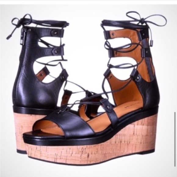 🎉COACH 'Barkley' Leather Lace up Platform Sandals - Picture 1 of 7